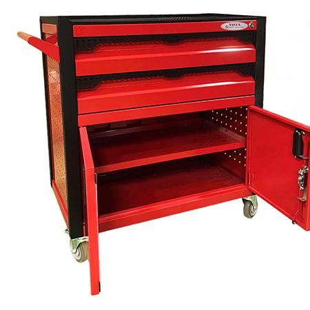 Tủ dụng cụ 2 ngăn kèm hộc đôi bên dưới có khóa Y02HR - Màu đỏ