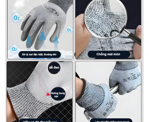Găng tay chống cắt cấp độ 5 phủ PU xám